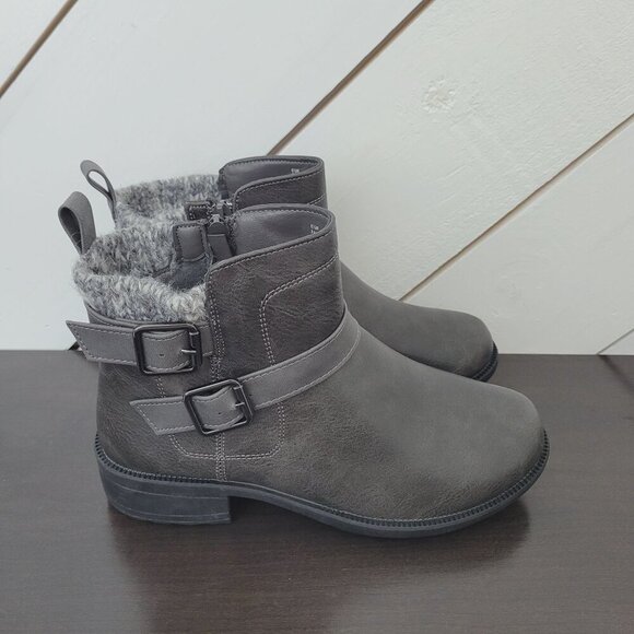 NEW Easy Street Grey Womens 6.5W  Ankle Moto Boots Slip Resistant 5CT - Picture 1 of 10